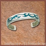 Indianischer Armreif Tribal mit Trkis Stein Inlay