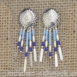 Navajo Ohrringe Concha aus Sterlingsilber hellblau, blau