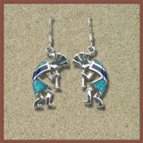 Schn gestaltete Ohrringe Kokopelli mit Lapis und trkisen Inlay