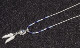 Kette Brentatze aus Sterlingsilber blau, hellblau mit Federn