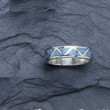 Schner Navajo Ring mit hellblauen Dreiecksmustern
