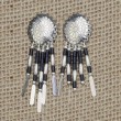 Navajo Ohrringe Concha aus Sterlingsilber schwarz, weiss